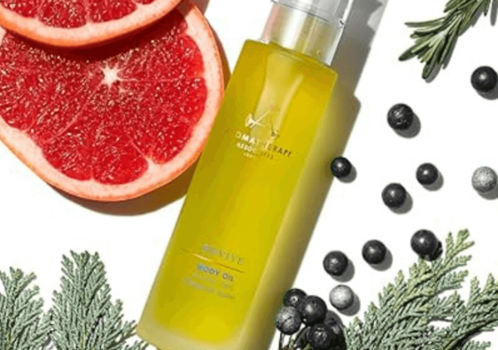 photo of revive body oil showing fruit and herbs
