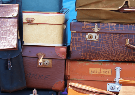 stack of vintage suitcases
